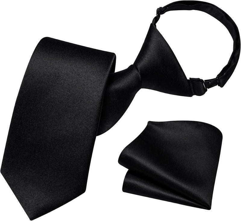 Barry.Wang Store Boys Ties Pre-Tied Satin Solid Color Kids Tie Pocket Square Set Adjustable Formal Necktie Graduation School - Image 2